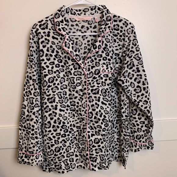 Victoria's Secret Other - Victoria's Secret Leopard Print Pajama Long Sleeve Button Up Shirt